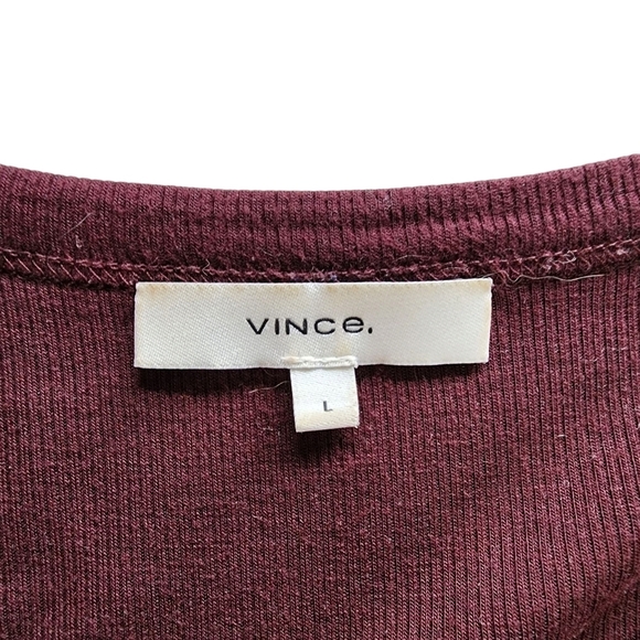 Vince Burgundy Sleeveless Henley Tank Top - Large - Picture 5 of 7